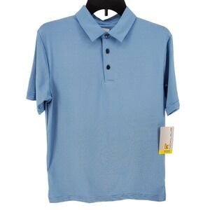 Nicklaus Youth Size XL 18 / 20 Eco Choice Polo Golf Shirt Blue White Stripe New